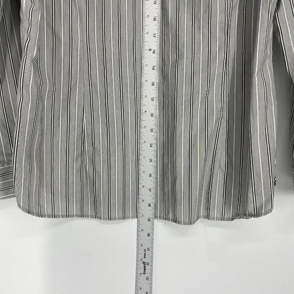 John Varvatos Shirt Mens 15.5 Gray Stripe Slim Fit Button Up Classic Long Sleeve - Picture 5 of 10
